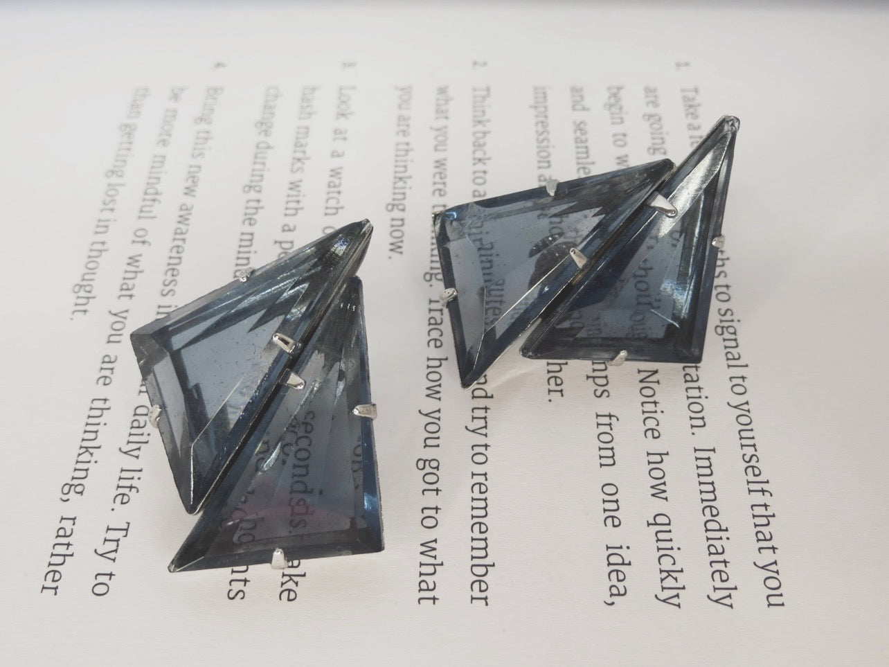 Blue Triangular Earrings