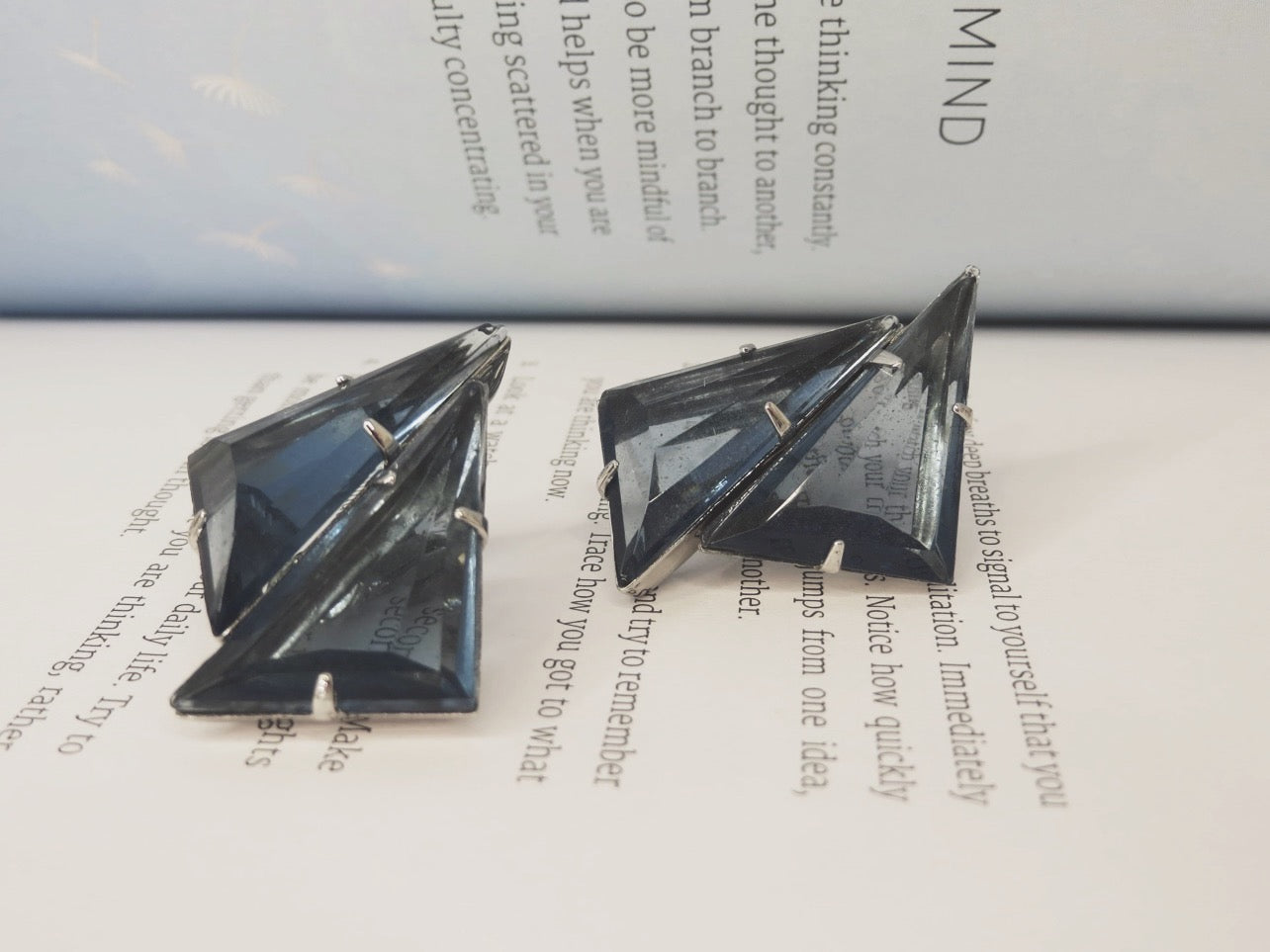 Blue Triangular Earrings